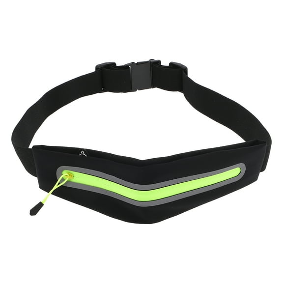 Unique Bargains 1 Pc Single Pocket Running Waist Pack for Hiking Gym Polyester Black, Green