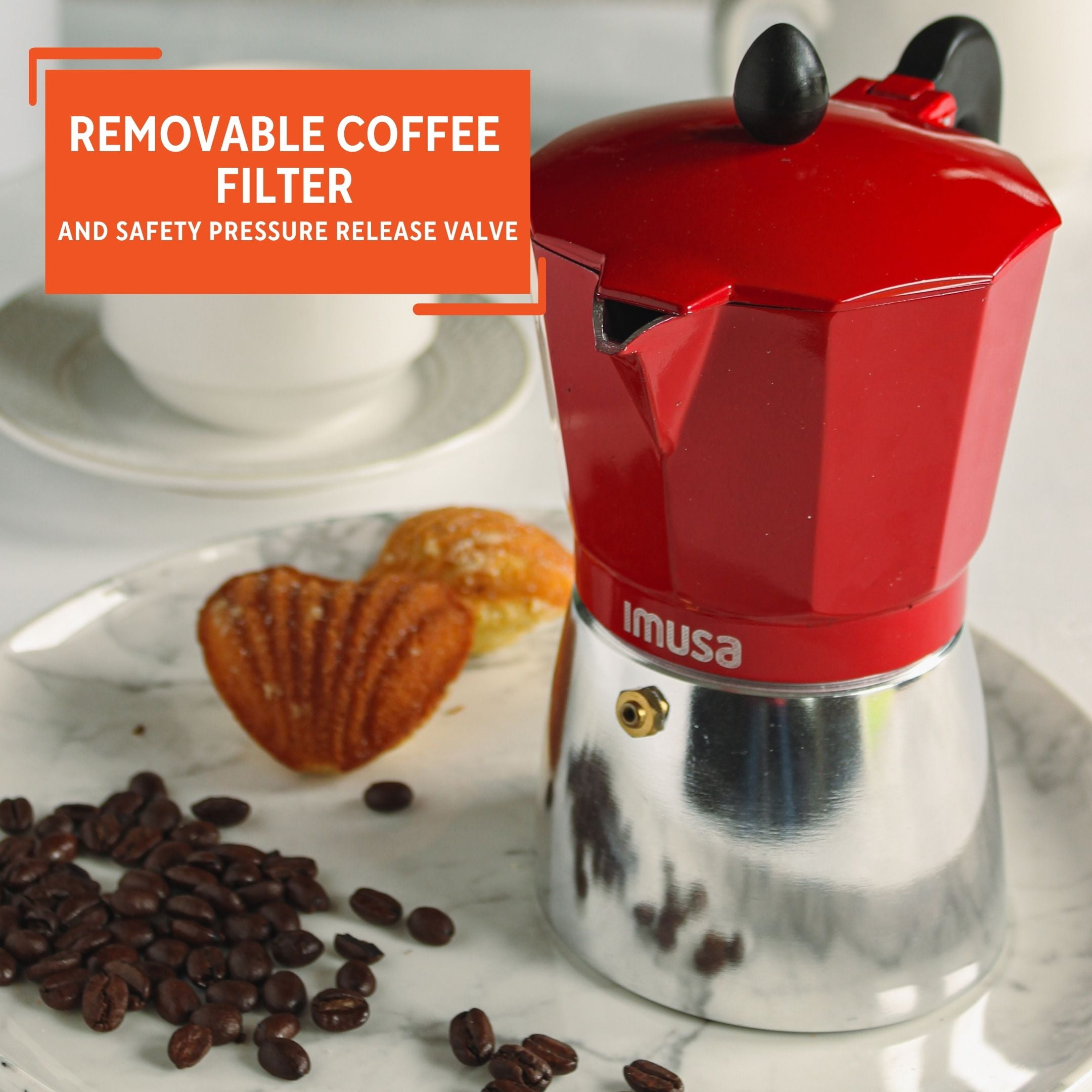 IMUSA - 6 Cup Aluminum Espresso Maker Red – BESTSMART OUTLET