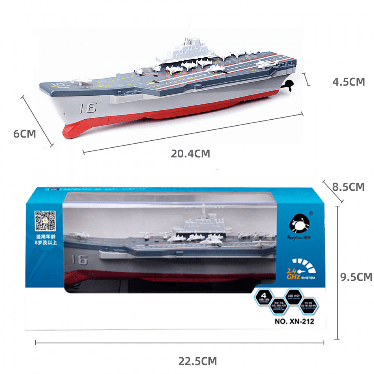 Mini RC Battleship 2.4G Remote Control Boat for Pool & Lake, Outdoor Play Toys for Kids Gifts