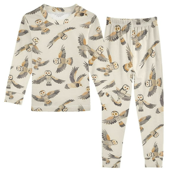 joogoo Cartoon Owls 2 Piece Long Sleeve Tee and Pants Cotton Pajama Set 5Y