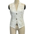 thumbnail image 6 of Women's Floral Lace Sheer Sleeveless Vest Blazer, Button Down Stand Collar Waistcoat Blouse Sexy Summer Going Out Shirts, 6 of 9