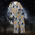 thumbnail image 6 of MuXiKeJi Clothes Oversize Fit Pumpkin Pattern Halloween Short Sleeve Long Pant Pajama Set, Soft Fabric Home Sleepwear Casual Indoor Daily Lounging for Ladies Women Loose Pumpkin Pajama Set, 6 of 7