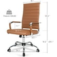 thumbnail image 3 of Home Office Chair Ribbed, Modern Leather Conference Room Chairs, High Back Executive Computer Chair, Ergonomic Office Desk Chair, Adjustable Swivel Chair with Arms (Brown), 3 of 15