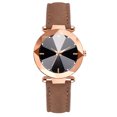 thumbnail image 1 of Reloj de pulsera de cuero de PU de moda simple con esfera redonda y decoración de reloj de cuarzo informal (marrón), 1 of 1