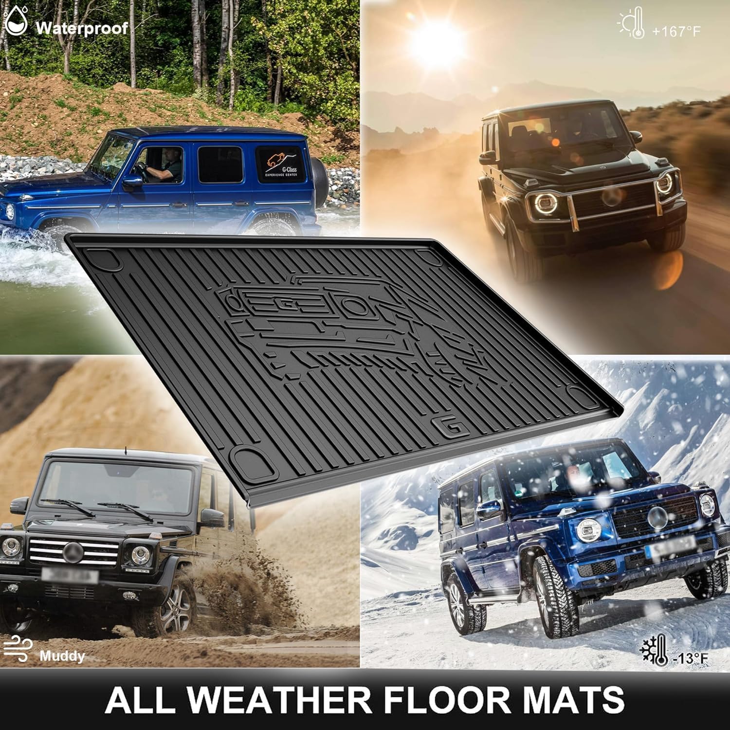 AOMSAZTO Floor Mats & Cargo Mats Fit for 2019-2024 2025 Mercedes-Benz G Class/G500/G550/AMG G63 - 1st & 2nd Row All Weather Protection Automotive Floor Liner Trunk Mat, Car Accessories