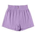 thumbnail image 5 of Gamivast Linen Shorts for Girls Elastic Waist Breathable Summer Shorts with Pockets High Waisted Lightweight Pull on Loose Fit Shorts Beach Vacation Casual Lounge Wear, 5 of 6