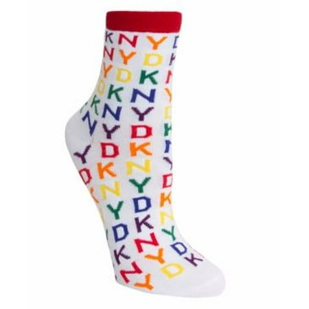 

DKNY Women s Pride Rainbow Logo Crew Sock (White/Multi One Size)