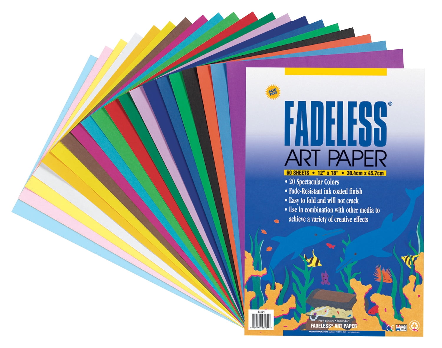 Fadeless Art Paper, 50 lb., 18 x 24 Inches, Multiple Colors, 60 Sheets ...