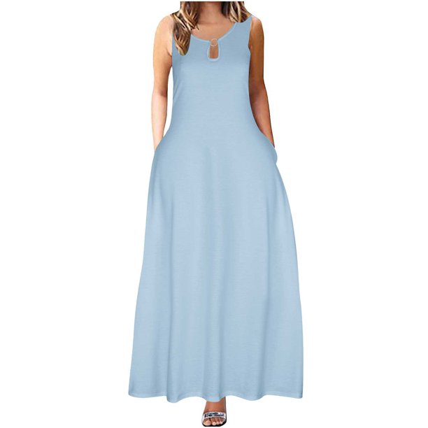 Vestido de tirantes de camisola sólida de manga corta con estilo de verano para mujer OAVQHLG3B Store lin121212