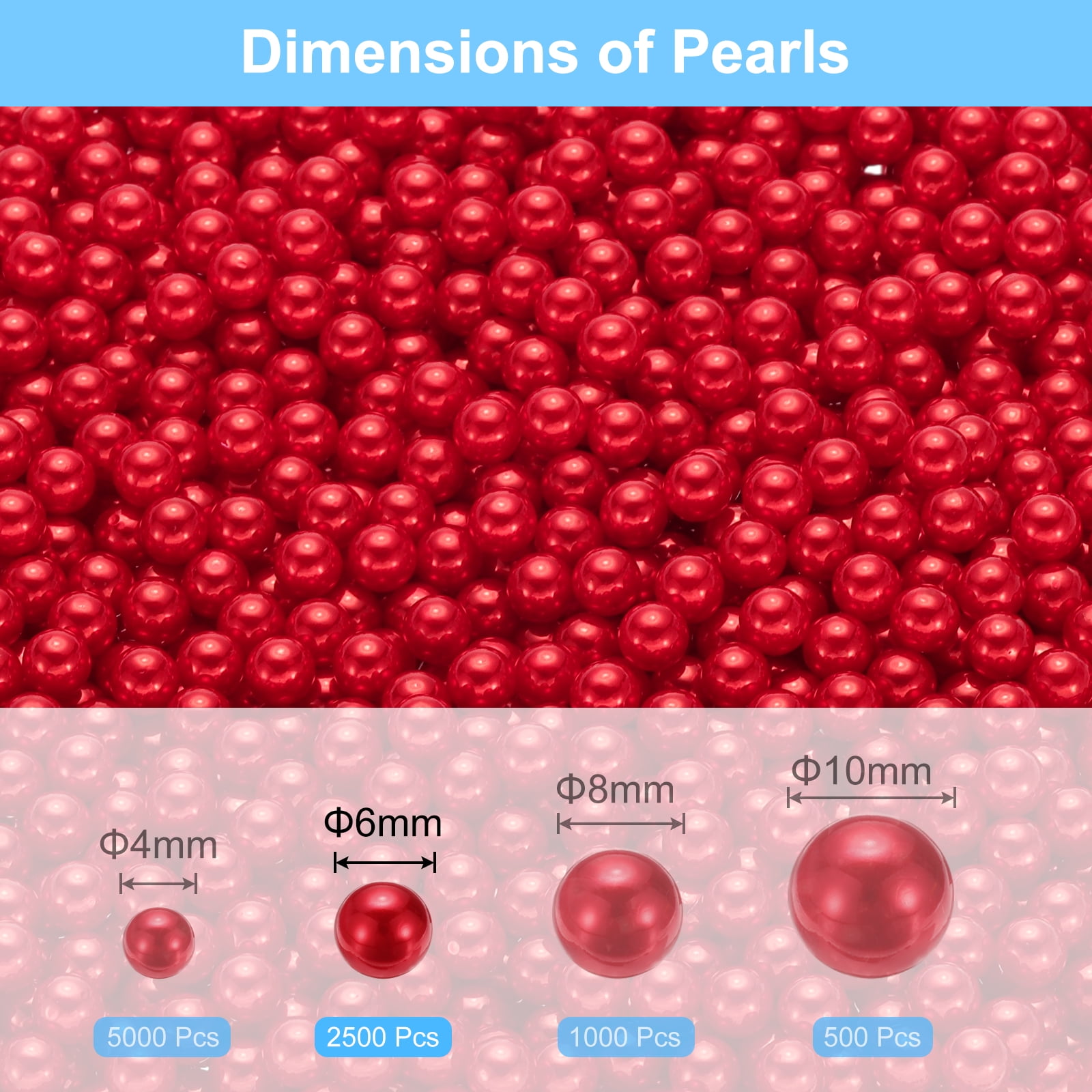 Unique Bargains Durable Faux Pearl for Crafting No Hole Pearls for Vase Fillers Red