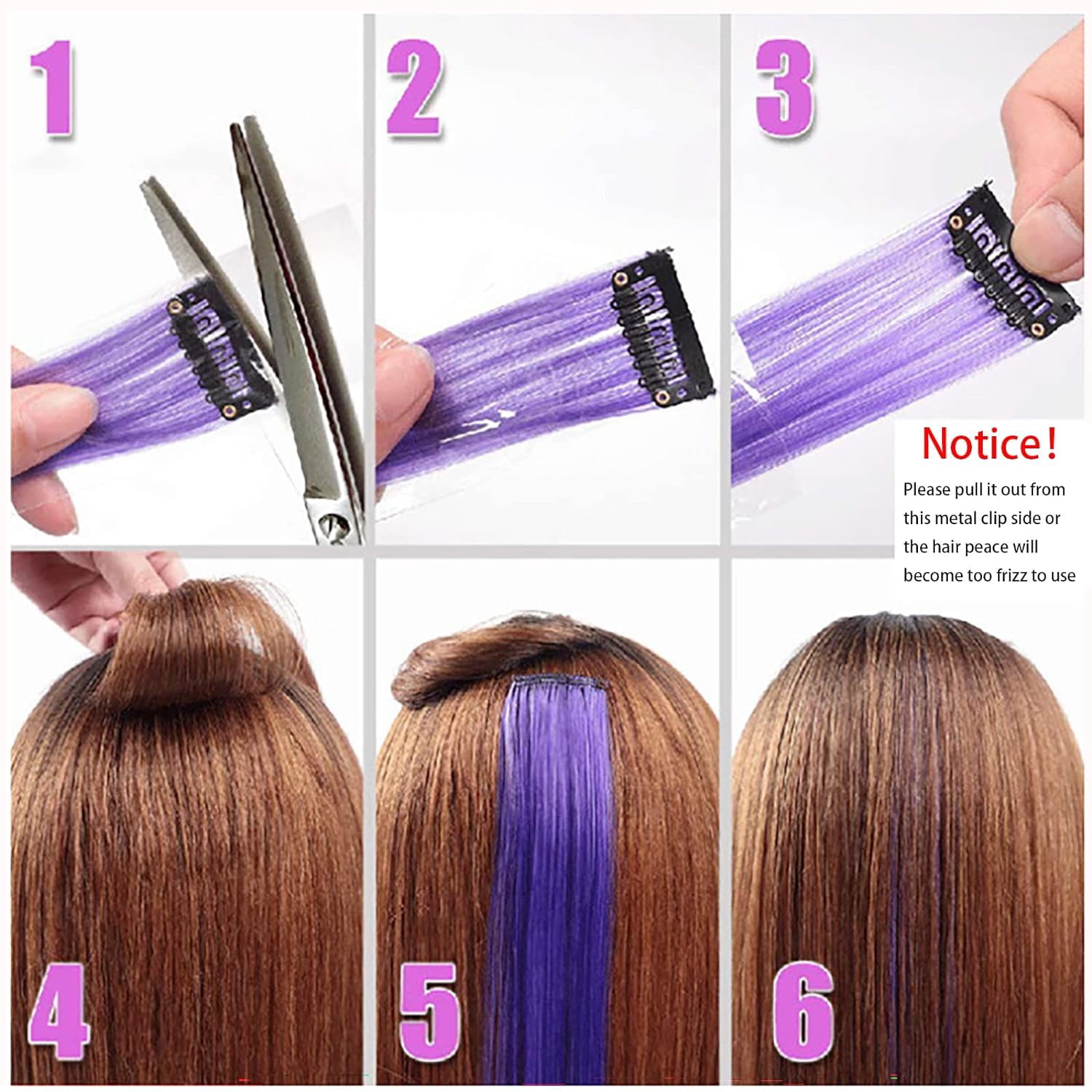 Hair Extension Clips 10pcs in Sky Blue 20 Inch Straight Hair Synthetic Fiber Hairpieces for Party