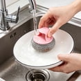 thumbnail image 3 of Gift Giving Clearance! Stainless Steel Scrubber, Steel Wool Scrubber, Dish Scrubber, Pot Scrubber, Pan Scrubber, Sink Cleaning Scrubber, for Pots, Pans, Sinks, Kitchen Cleaning (Pink, 8 cm), 3 of 5