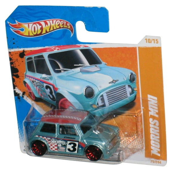 Hot Wheels Track Stars 10/15 (2010) Blue Morris Mini Toy Car 75/244 - (Short Card)