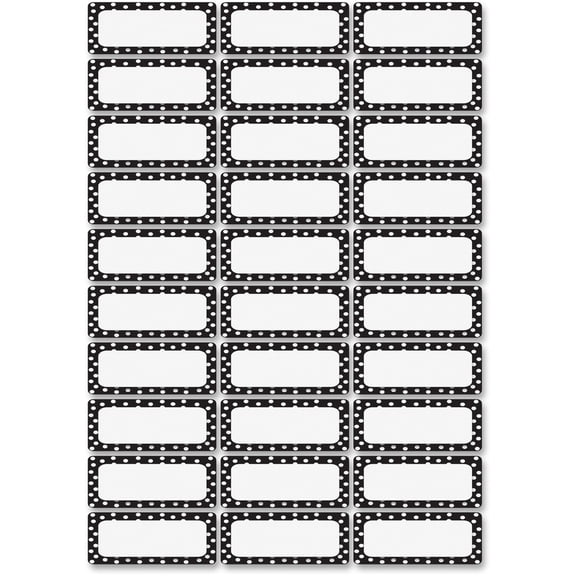Ashley, ASH10080, Dry Erase Black/White Dots Nameplate Magnets, 1 Pack, Black,White