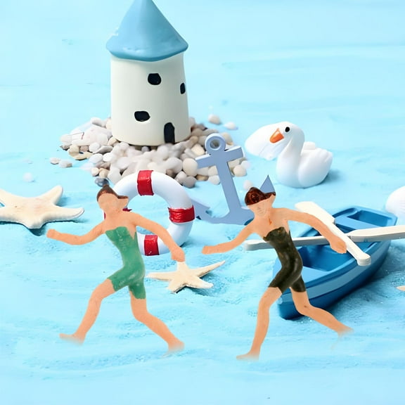 ROMANSENTIAL 5Pcs Miniature Beach Figurines Assorted Color Human Figure Diy Assembly Scene Decoration For Model Enthusiasts