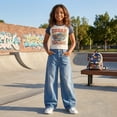 thumbnail image 5 of FEDPOP Girls Wide Leg Baggy Jeans, High Waisted Denim Pants with Pockets, Casual Y2K Loose Trousers for Kids, Blue, 8-14Y, 5 of 7