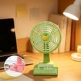 thumbnail image 6 of Partheme Cartoons Fruit Printed Base 3 Speed Desktop Fan with Metal Safety Grille, USB Rechargeable Small Desk Fan for Office Dorm, Macaron Color 300mAh, Green, 6 of 6