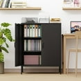 thumbnail image 3 of Elegant Metal Locker Cabinet with 2 Doors, Metal Accent Cabinets with 2 Adjustable Shelves, Sideboard for Kitchen Living Room Hallway Entryway,Black, 3 of 7