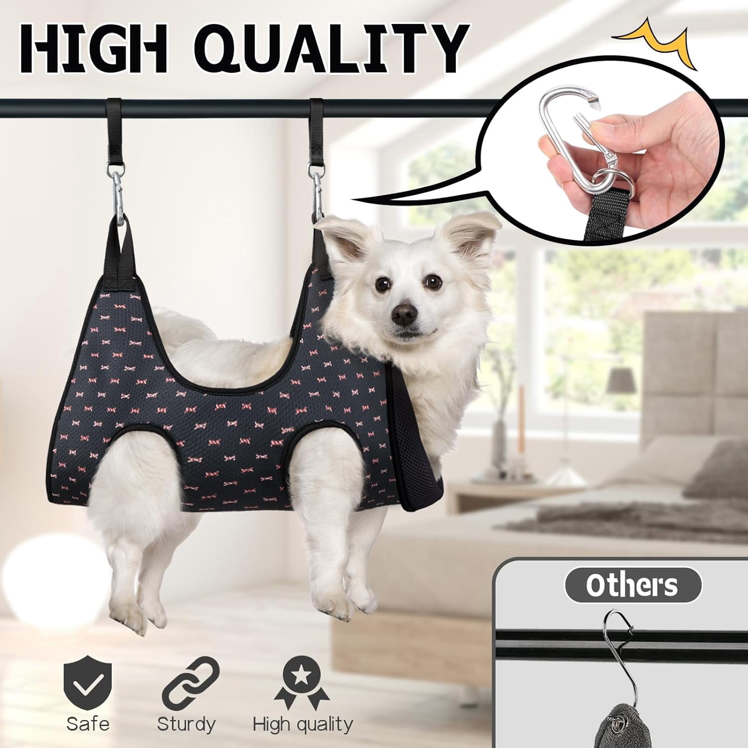 Dog Grooming Hammock Harness for Dogs Cats, Relaxation Pet Nail Clipper Hammock, Restraint Dog & Large Animal Leashes Sling for Groomingk for Nail Trimming (Coral Blue, 2XL)