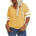 thumbnail image 3 of Langwyqu Plus Size Women V-Neck Short Sleeve Striped T Shirt, 3 of 5