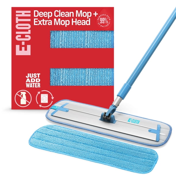 E-Cloth Trapeador de limpieza profunda con cabezal de repuesto adicional Trapeador de microfibra Limpiador perfecto para pisos de madera laminada, baldosas y pisos de piedra Lavable y reutilizable Pro