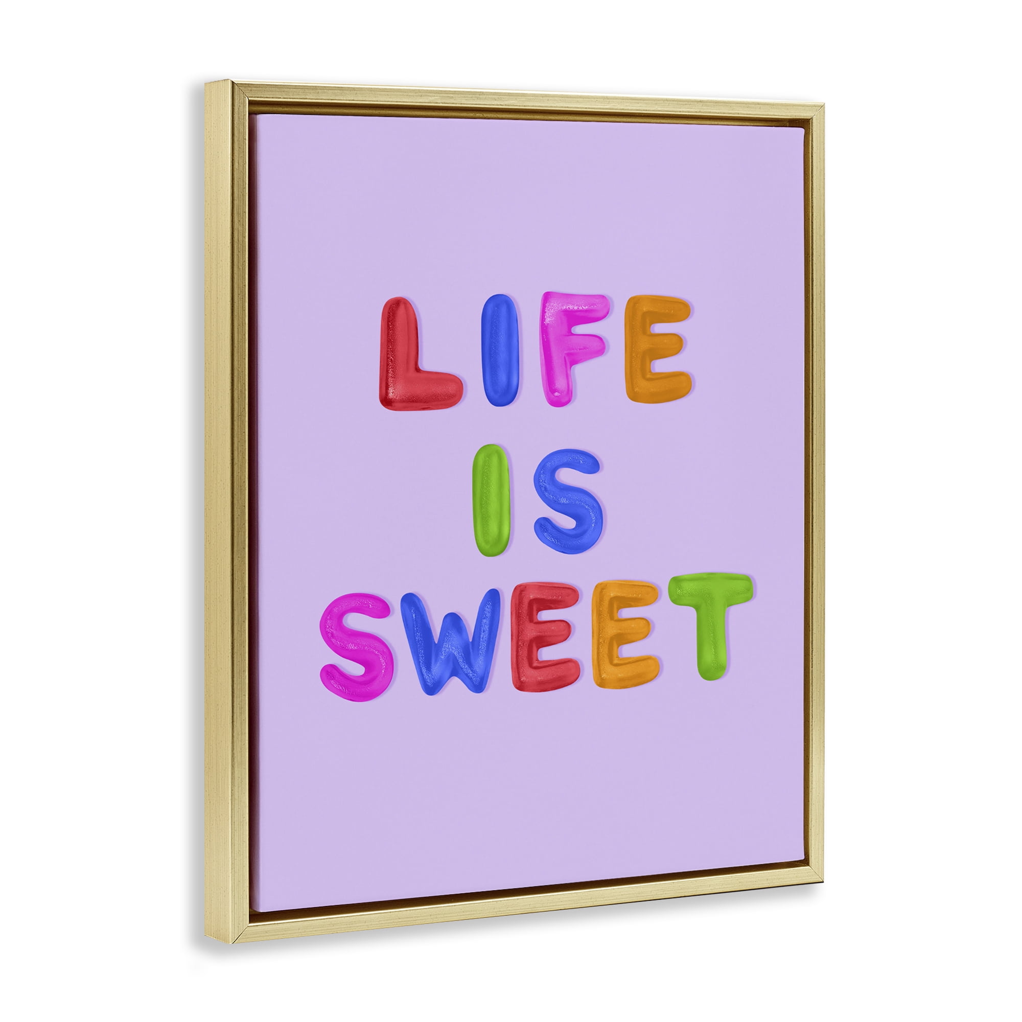 Stupell Industries Life Is Sweet Gummies Gold Framed Floater Canvas Wall Art, design by LISH Creative