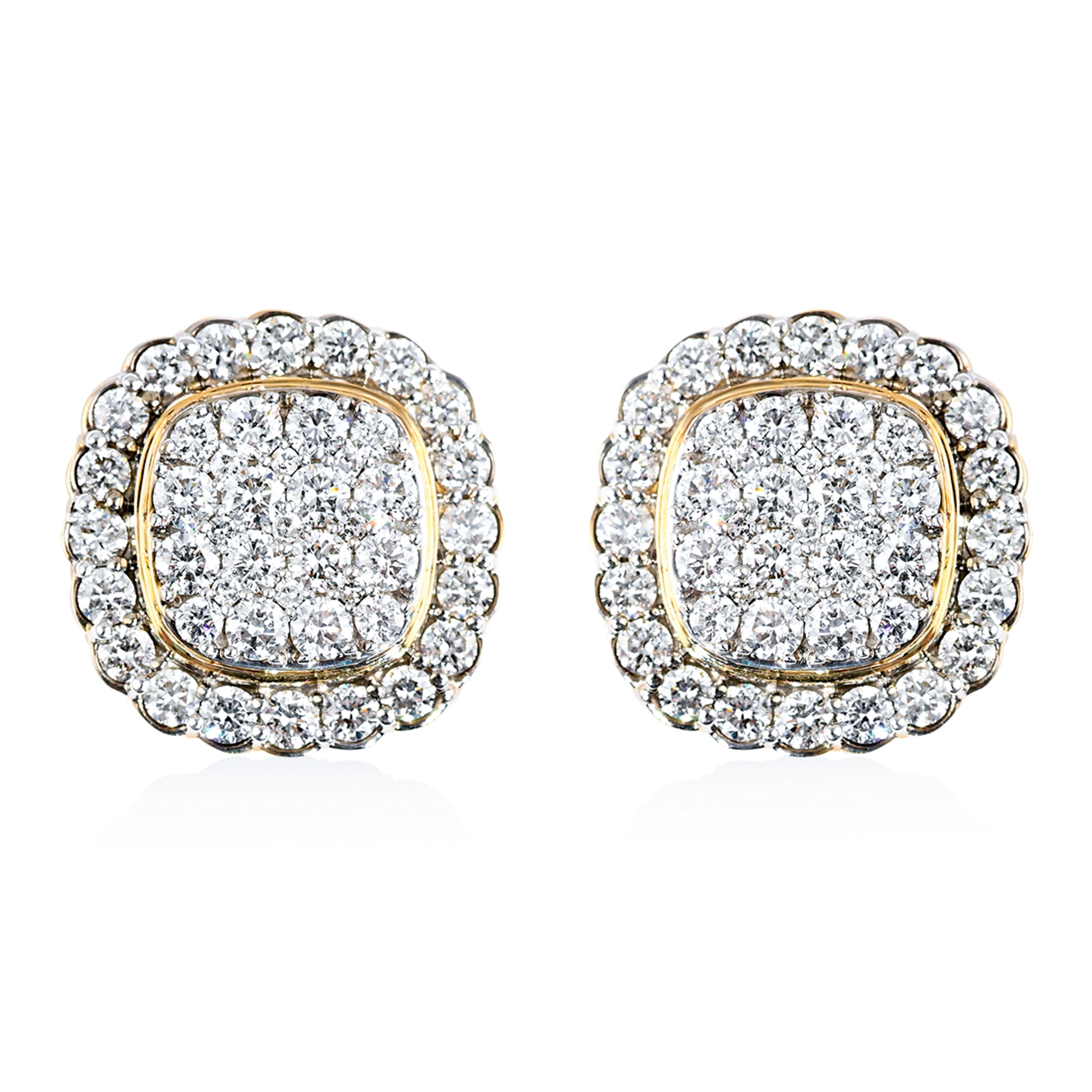 Men's Hip Hop Sterling Silver Iced Cz Flower Set Cluster Stud Screw Back Earrings