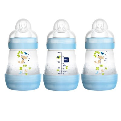 3 Pack Warehouse Clearance MAM Anti-Colic Baby Boy's Bottle 260ml 