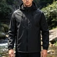 thumbnail image 3 of TKKCS Mens Hooded Windbreaker Jacket- Drawstring Full Zip Waterproof Long Sleeve Outdoor Shell Jacket with Zipper Pockets Black Size M, 3 of 6