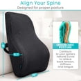 thumbnail image 3 of Vive Full Lumbar Cushion – Memory Foam Back Support Pillow for Lower Back Pain Relief – Ergonomic Mesh Seat Cushion for Office Chair, Car & Home – Orthopedic Contour Design for Better Posture, Gray, 3 of 9