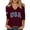 Wine, variant on BByeadc 4th of July Shirts Women 3/4 Sleeve V Neck American Flag T-Shirts 4th of July Independence Day Summer Graphic Tee Tops,Red(XXXL)
