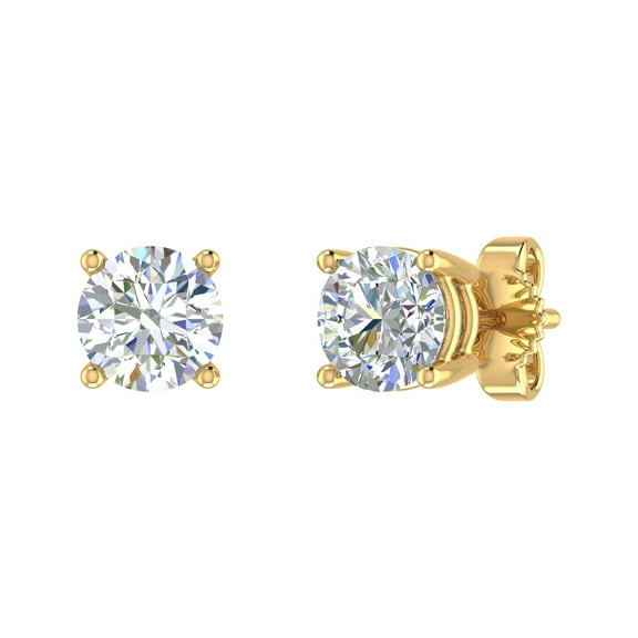 1/2 Carat 4-Prong Set Diamond Stud Earrings in 14K Yellow Gold - IGI Certified