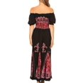 thumbnail image 2 of Sakkas Batik Fleur De Lis Embroidered Peasant Dress - Black / Pink - One Size, 2 of 4
