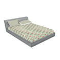 thumbnail image 2 of Ambesonne Flower Fitted Sheet & Pillow Sham Set, Nordic Style Flourish Leaves, Queen, Apple Green Vermilion, 2 of 2