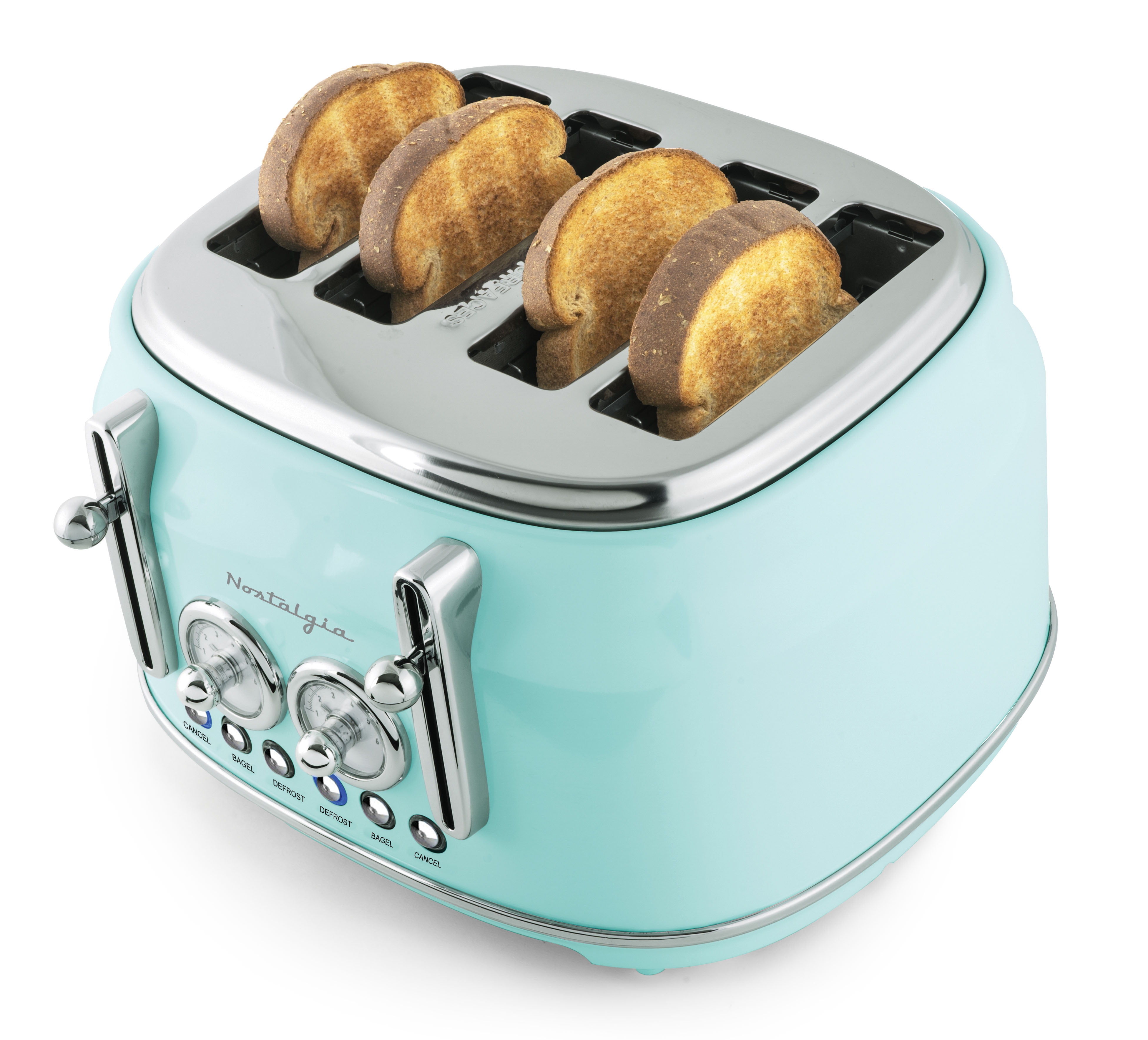 Nostalgia CLTOS4AQ Classic Retro 4-Slice Toaster, Aqua
