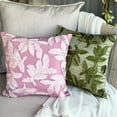 thumbnail image 3 of The HomeCentric Throw Pillow Covers, Pink Accent Pillows, Ribbon Leaf Tropical Theme Pillow Covers, Pillow Covers Pack of 2, 18x18 inch (45x45 cm) Square Silk Throw Pillows Cover, Floral - Leafy Pink, 3 of 10