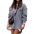 thumbnail image 2 of Camisa de manga larga para mujer camisa informal a cuadros camisa de manga larga abrigo diseño de solapa botón frontal camisa para ir de compras negro XL ANGGREK Otros, 2 of 6