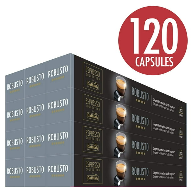 Caffitaly Nespresso Compatible Coffee Capsules Intensity 10/10 (Robusto, 120 Pods)