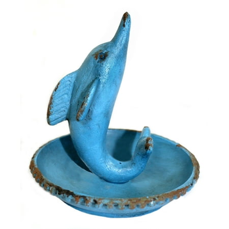 Blue Dolphin Jewelry Holder Ring Trinket Dish Painted