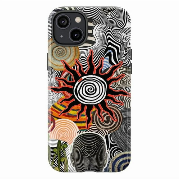 Abstract Spiral Sun Phone Case, Colorful Swirl Design iPhone Cover, Unique Artistic Protective Case for iPhone 17 16 15 14 13 12 11 Pro Plus Mini
