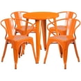 thumbnail image 2 of Emma + Oliver Commercial 24" Round Orange Metal Indoor-Outdoor Table Set with 4 Arm Chairs, 2 of 5
