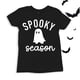 thumbnail image 1 of Halloween T-shirt - Girl'S Y2K-Inspired "Spooky Season" Graphic T-Shirt - Casual, Loose Fit, Short Sleeve, Cream Color with White Ghost Design, Perfect for Halloween & Casual Attire, Ha, 1 of 7