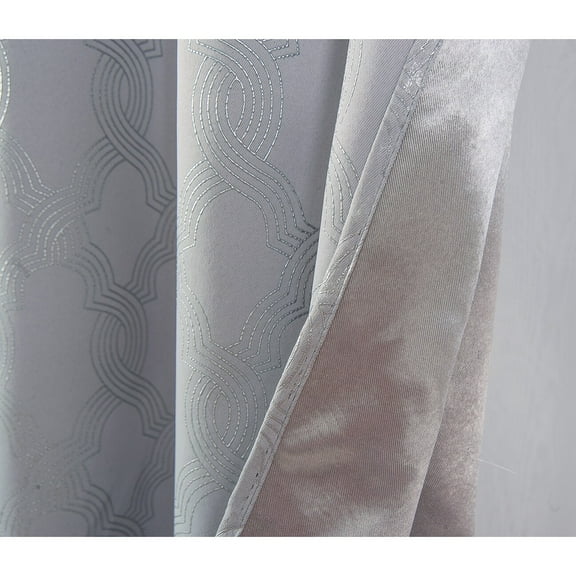 Jansen Geometric Blackout Window Curtain Panel 90 inches Grey