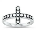 thumbnail image 1 of Sideways Oxidized Bead Cross Christian Ring .925 Sterling Silver Band Jewelry Female Male Size 8, 1 of 4