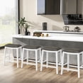 thumbnail image 3 of Gymax 4PCS 26'' Upholstered Counter Height Bar Stool PVC Leather Saddle Stool Gray + White, 3 of 10