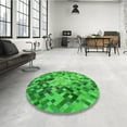 thumbnail image 3 of Ahgly Company Indoor Round Patterned Neon Green Area Rugs, 7' Round, 3 of 6
