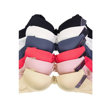 Demi Cup Bra - Mechaly Women Lace Strap Solid Polyester Demi Cup Bra - 6 Pack