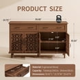 thumbnail image 2 of LFGUIZO 59″ Walnut Retro Sideboard with 4 Heart Shaped Carved Doors, 2 Drawers and 2 Adjustable Shelves, Dining Room,Living Room, TV Cabinet, 2 of 6