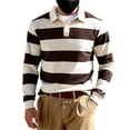 thumbnail image 2 of Umfun Men's & Big Men's Striped Rugby Shirt Long Sleeve Collared Pullover Top Casual Sporty Knit Sweater for Autumn Winter Daily Wear, 2 of 8