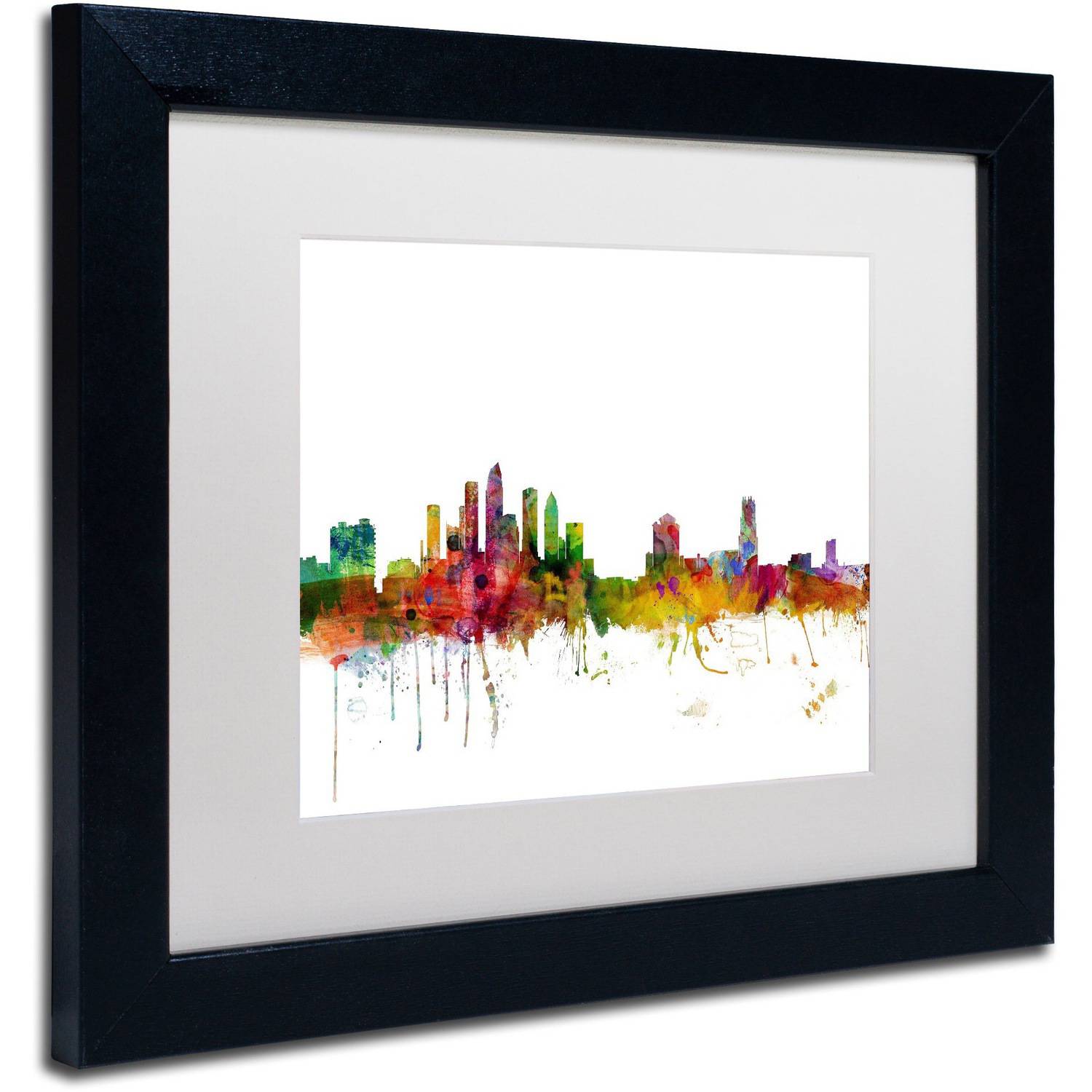 Trademark Fine Art 'Tampa Florida Skyline' Canvas Art by Michael Tompsett, White Matte, Black Frame